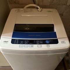 AQUA全自動洗濯機AQW-S60B(W)