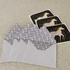 【新品】マリメッコの封筒+オマケでユニコーンのカード3枚　100円
