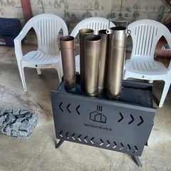 手渡し希望 テント サウナ MUSHIBURO ストーブ 椅子3脚 サウナストーン