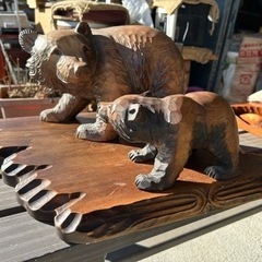 木彫りの熊　2匹　台座付き