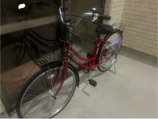 【美品】自転車　オートライト　変速付き　赤