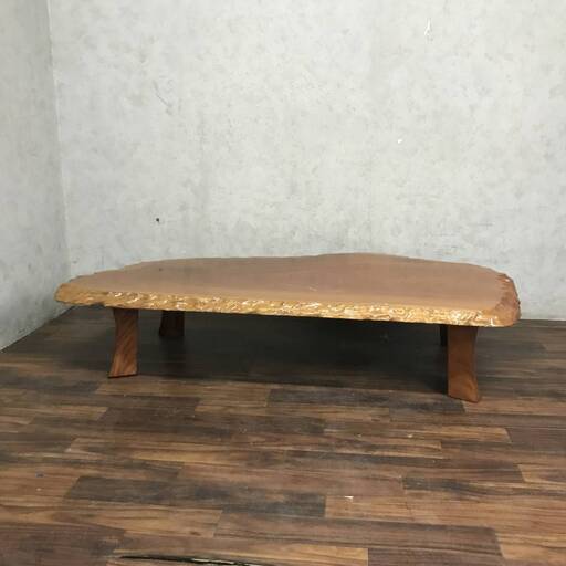 WY10/77 一枚板 テーブル 欅? 無垢材 座卓 ローテーブル センターテーブル 座敷机 高級 厚み約50mm 飾り台 花台 和室 ★直接引取歓迎■