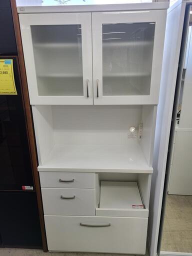 J4293　ニトリ　食器棚　キッチンボード　コパン T 80KB WH　ホワイト　クリーニング済　【リユースのサカイ柏店】