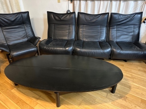 Cassina(カッシーナ)製VERANDA(ヴェランダ)本革ソファーテーブルセット(応接セット)