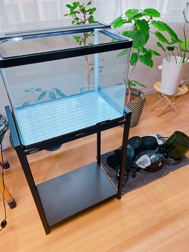 【美品】【お値下げ交渉可】アクアリウムスタートセット 水槽 外部フィルター 水槽ラック ヒーター エアーポンプ アクアライト
