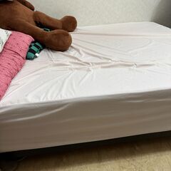 【ダブルベッド3点】フレーム、マットレス、マットカバー（状態よし✨）