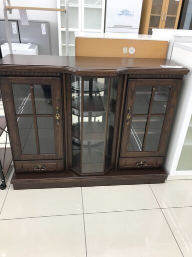 ★ジモティ割あり★  回転サイドボード ダークブラウン H100.5×D46×W133 クリーニング済み HJ2042