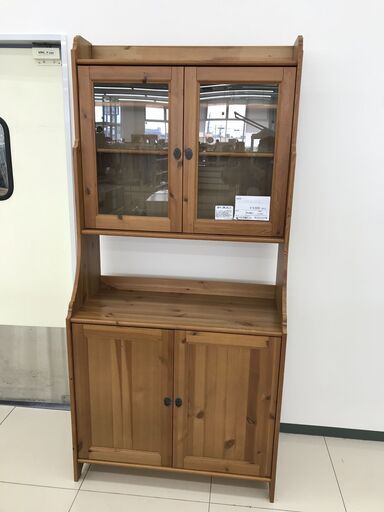 ★ジモティ割あり★  食器棚 ナチュラルブラウン H198×D42×W93 クリーニング済み HJ2044