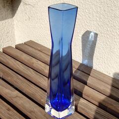 ガラス　花瓶　ブルー