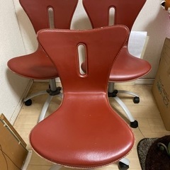 椅子3脚　回転式　チェア　革