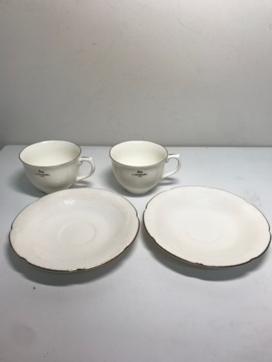 2401-802 LANCEL PARIS ティーカップ＆ソーサー 2客セット ペア 箱なし 中古美品①