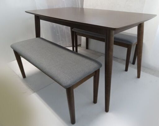 ゲキカグ/ぼん家具 タイプダイニングテーブル /食卓テーブル+ベンチイス椅子２脚セット 札幌市白石区引取りOK☆店頭お引き取り歓迎【自社配送は札幌市内近郊限定】