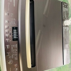 🎉新生活応援🎉【美品】Hisense ハイセンス ガラストップ 全自動洗濯機 8.0kg 風呂水ホース付 HW-DG80A 
