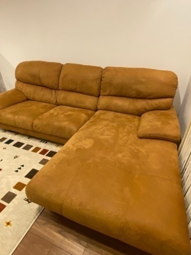 今週のみお値下げ致します。LEATHERTEX® ANILINE カウチソファー - 3人  