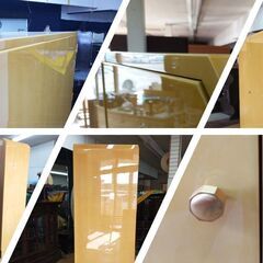 a64　美品　北谷家具 　仔山羊革張 3面クローゼット