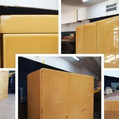 a64　美品　北谷家具 　仔山羊革張 3面クローゼット