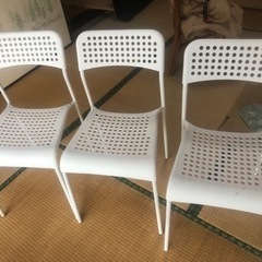 【取引先決定】IKEA 椅子 パイプイス 白色 3脚