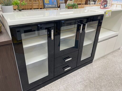 キッチンカウンター 定価￥36,800 収納力抜群!! 汚れにくいエナメル加工‼ ブラックカラー