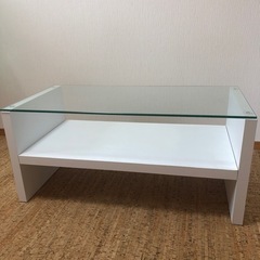 テーブル　ローテーブル　ガラステーブル　ホワイト　白　