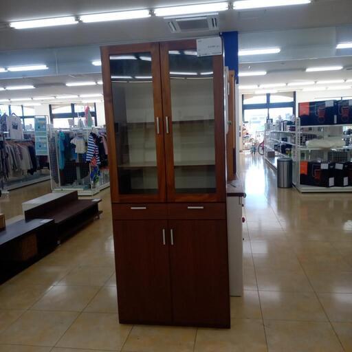 ★ジモティ割あり★  食器棚 ダークブラウン、ホワイト H190.2×D46.2×W78.5 クリーニング済み OJ3377