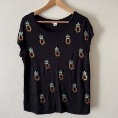 H＆M スパンコールパイナップルTシャツ(中古品)