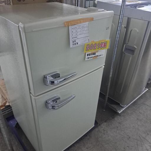 値下げ12,000円‼️美品 激安 レトロ調冷蔵庫 85L 2021年製 安心の保証付き‼️