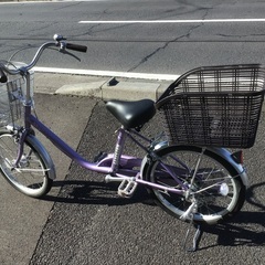 20インチ　整備済中古自転車　後ろカゴ付  オートライト 小柄な方に