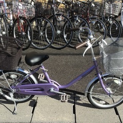 20インチ　整備済中古自転車　後ろカゴ付  オートライト 小柄な方に