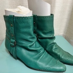革　ブーツ　緑