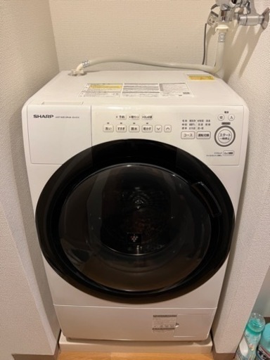シャープ　ES-S7G-WL ドラム式洗濯乾燥機　真下排水継手セット付き　7kg