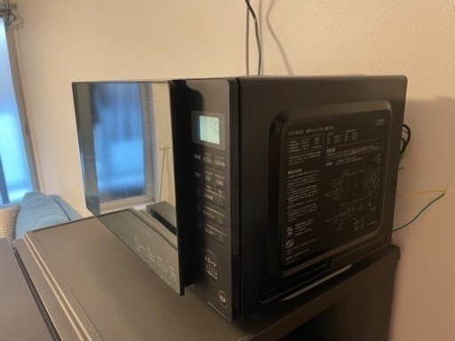 【美品！】siroca シロカ おしゃれ！電子レンジ フラット 単機能 電子レンジ ブラック フラットテーブル 18L 使用一年未満！