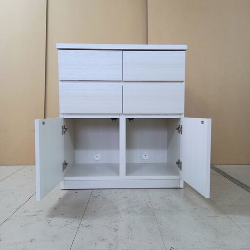 未使用訳あり スクエアキャビネット 幅70 引出しタイプ ホワイト