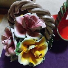 陶器製花の置物　花籠🇮🇹イタリア製