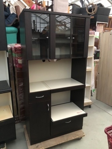 キッチンボード レンジボード ダークブラウン 90cm×42cm×高さ178cm