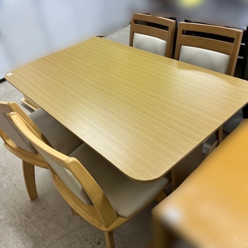 J3327 良品 NITORI ニトリ DT GK 120 ダイニングテーブルセット 椅子４脚付(回転式チェア２脚) クリーニング済み