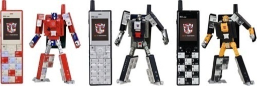 au × TRANSFORMERS PROJECT INFOBAR 3体セット トランスフォーマー オプティマスプライム バンブルビー メガトロン ニシキゴイ 他  未使用自宅保管品