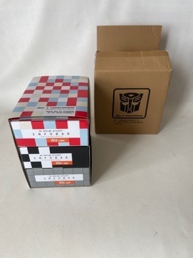 au × TRANSFORMERS PROJECT INFOBAR 3体セット トランスフォーマー オプティマスプライム バンブルビー メガトロン ニシキゴイ 他  未使用自宅保管品