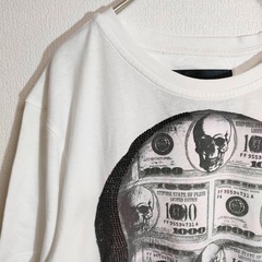 フィリッププレインのスカルプリントTシャツ／未使用に近い超美品〜S相当