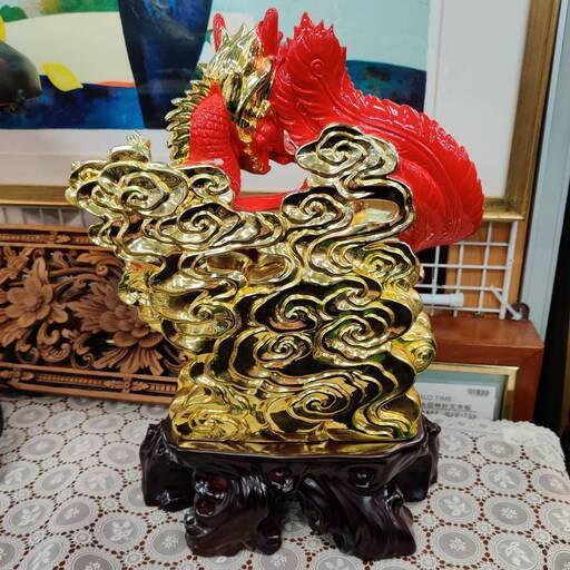 愛品倶楽部柏店】 樹脂製 龍鳳凰 置物 - 置物、オブジェ