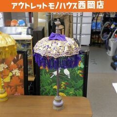 ① バリ島 雑貨 パユン パープル 高さ約97cm 台座に欠けあ...