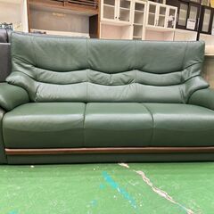 【愛品館八千代店】アサヒ　ハイバック3人掛本革ソファ