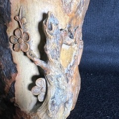 100年前の掘り出しの骨董緑端渓彫刻梅鳥文刻 鑑賞石 天然石 鉱物 インテリア 置物 高さ19cm