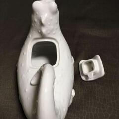 ホワイト ワークス白ワニ型コーヒー ポット急須クロコダイル鰐クロコ食器ティー茶器