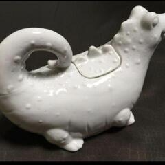 ホワイト ワークス白ワニ型コーヒー ポット急須クロコダイル鰐クロコ食器ティー茶器