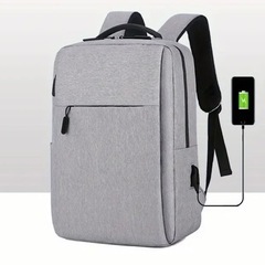新品②ビジネスバッグ　バックパック　グレー　USB充電ハブ付　A...