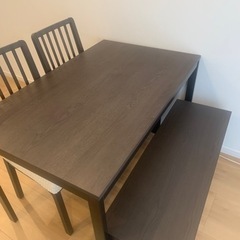 IKEA ダイニングテーブル、椅子2つ、ベンチ