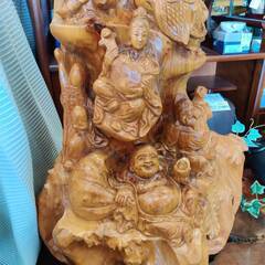 【愛品倶楽部柏店】 特大 七福神 一木造 木像  