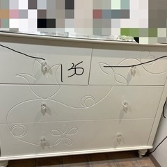 15))収納タンス3段　IKEA　天板ガラス
