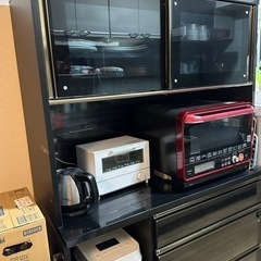 【ネット決済・配送可】ブラック、食器棚