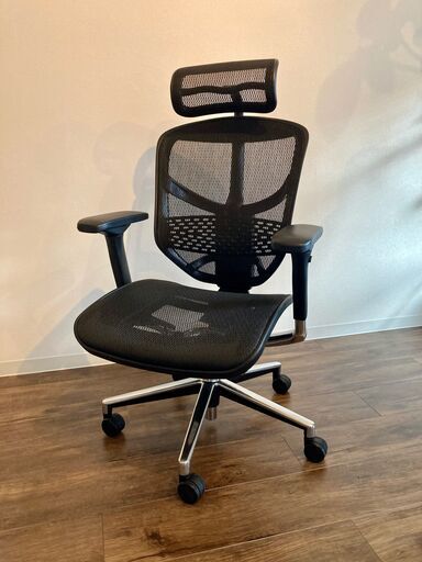 【美品】エルゴヒューマン Enjoy オフィスチェア ブラック（ヘッドレスト付き）EJ-HAM / EJ-HBM　在宅ワーク　椅子